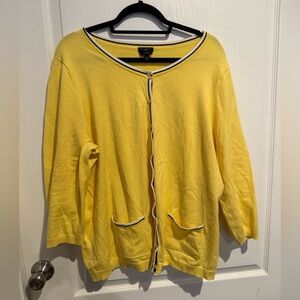 Talbots Yellow Cardigan with Contrast Trim